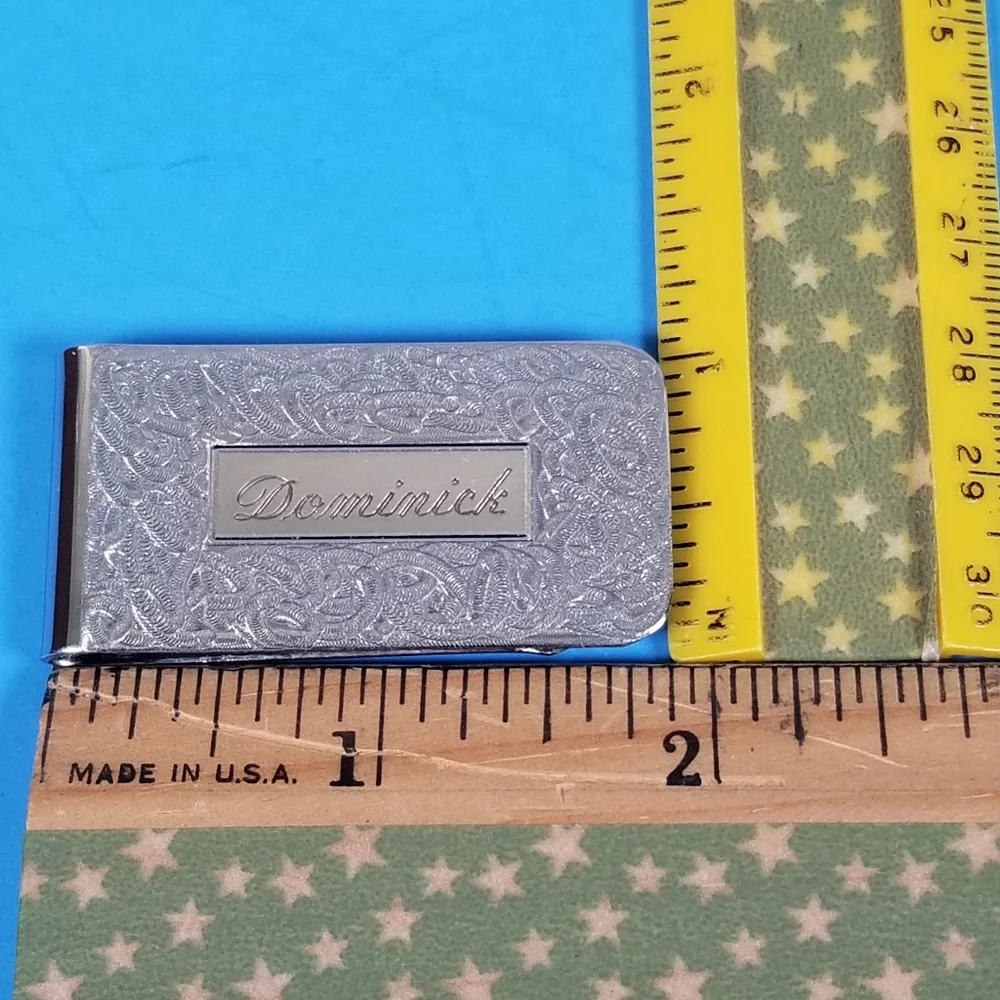 Engraved Silver Dominick Elco Money Clip with Original Jewelry Box NO Markings